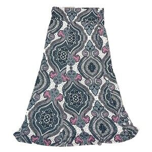 ShoSho‎ Skirt Maxi Large XL High Waist Stretch Gray Pink Boho Hippie Festival